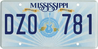 MS license plate DZO781