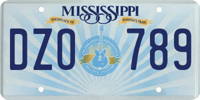 MS license plate DZO789