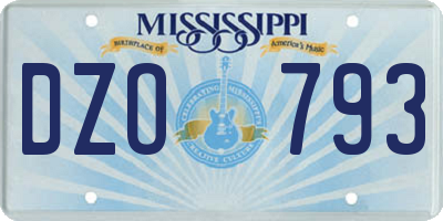 MS license plate DZO793
