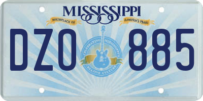 MS license plate DZO885