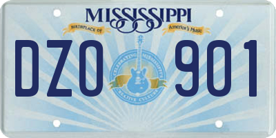 MS license plate DZO901