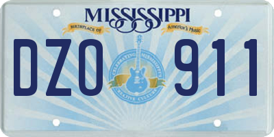 MS license plate DZO911