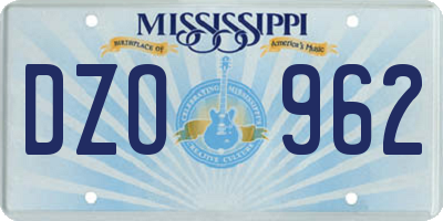 MS license plate DZO962