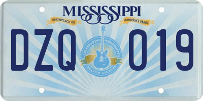 MS license plate DZQ019
