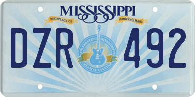 MS license plate DZR492