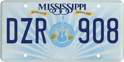 MS license plate DZR908