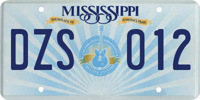 MS license plate DZS012