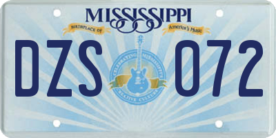 MS license plate DZS072