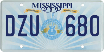 MS license plate DZU680