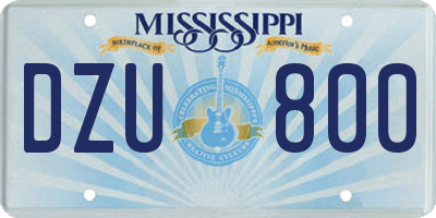 MS license plate DZU800