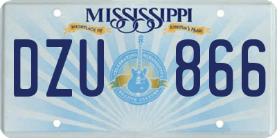 MS license plate DZU866