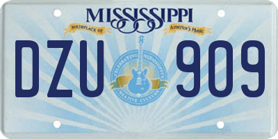 MS license plate DZU909