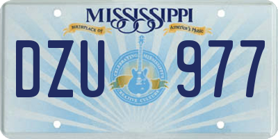 MS license plate DZU977