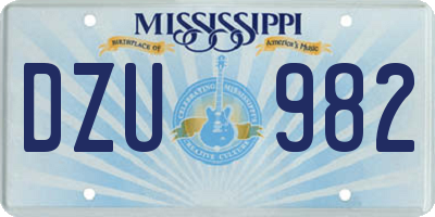 MS license plate DZU982