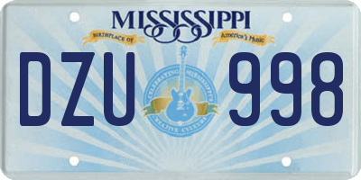MS license plate DZU998