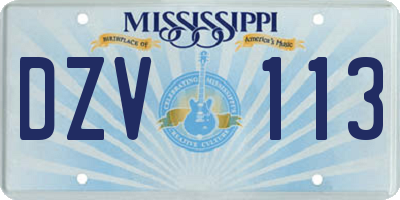 MS license plate DZV113