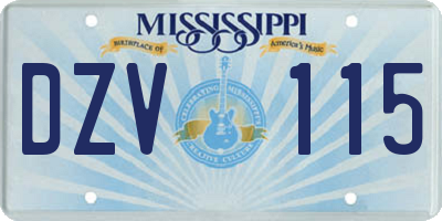 MS license plate DZV115