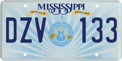 MS license plate DZV133