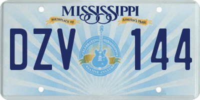 MS license plate DZV144