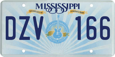 MS license plate DZV166