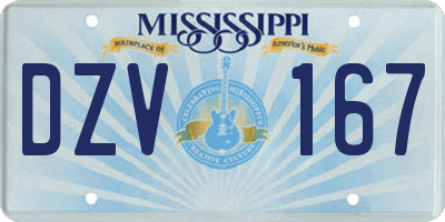 MS license plate DZV167
