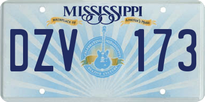 MS license plate DZV173