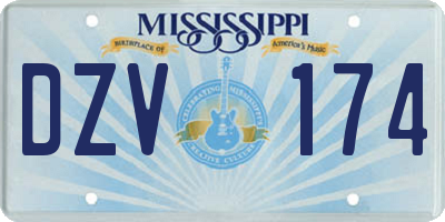 MS license plate DZV174