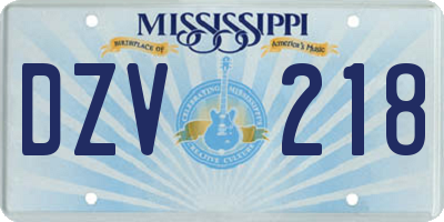MS license plate DZV218