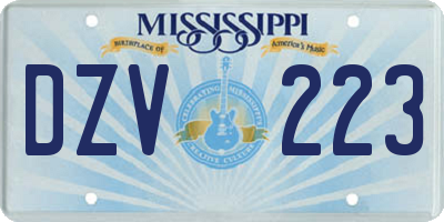 MS license plate DZV223