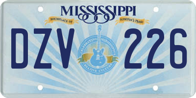 MS license plate DZV226