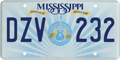 MS license plate DZV232