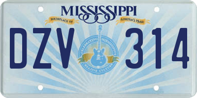 MS license plate DZV314