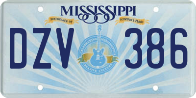 MS license plate DZV386