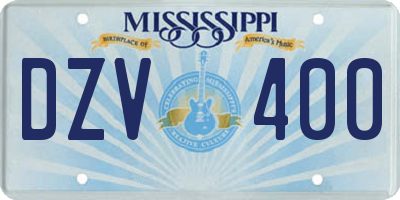 MS license plate DZV400