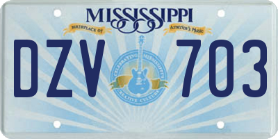 MS license plate DZV703