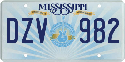 MS license plate DZV982