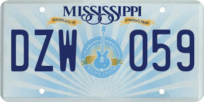 MS license plate DZW059