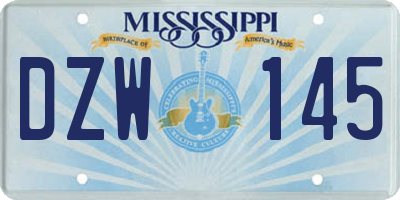 MS license plate DZW145