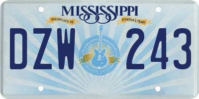 MS license plate DZW243