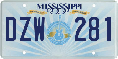 MS license plate DZW281