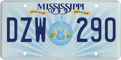 MS license plate DZW290