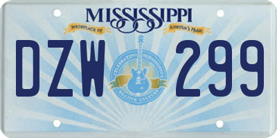 MS license plate DZW299