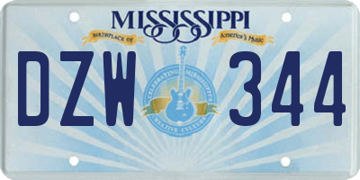 MS license plate DZW344