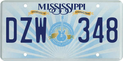 MS license plate DZW348