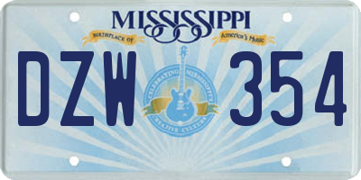 MS license plate DZW354