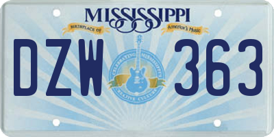 MS license plate DZW363
