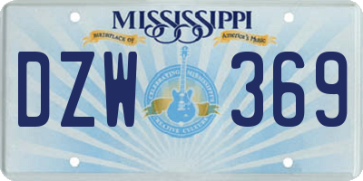 MS license plate DZW369