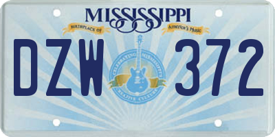 MS license plate DZW372
