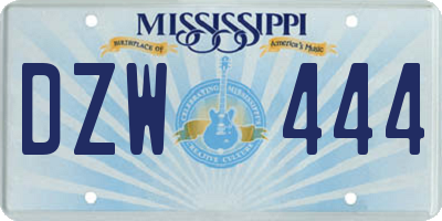 MS license plate DZW444