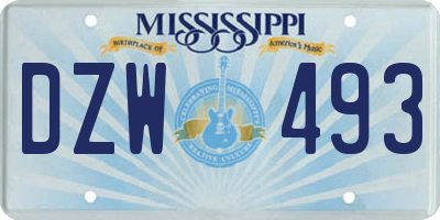 MS license plate DZW493